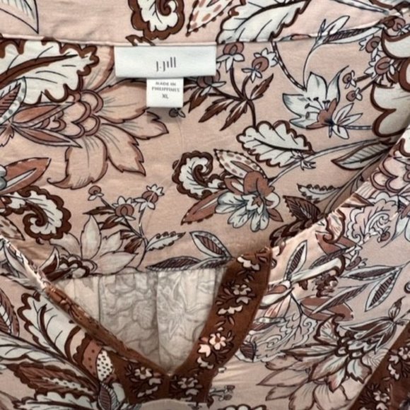 J.Jill Floral Long Sleeve Pink Boho Peasant Blouse Size XL - Picture 3 of 3